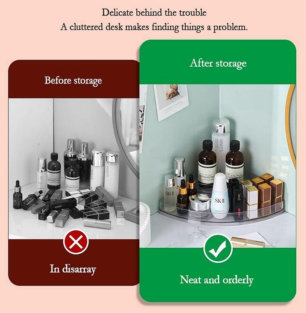 Acrylic Triangle Corner Organizer, Multi Layer Space Saving Solution, Multifunctional Transparent Triangle Storage Organizer, Waterproof Corner Stuff Storage Rack Acrylic Triangle Corner Organizer, Multi Layer Space Saving Solution, Multifunctional Transparent Triangle Storage Organizer, Waterproof Corner Stuff Storage Rack